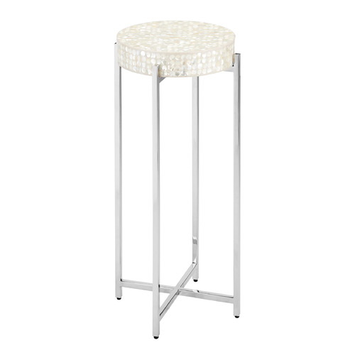 Currey and Company Gerri Natural Mother Of Pearl & Polished Nickel Accent Table