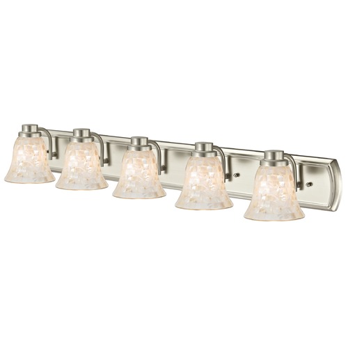 5-Light Mosaic Glass Bath Wall Light in Satin Nickel