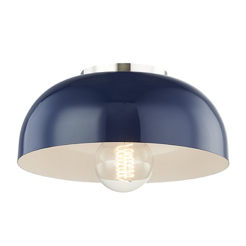 Avery Polished Nickel & Navy Semi-Flush Mount by Mitzi by Hudson Valley
