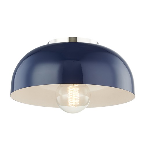 Mitzi by Hudson Valley Avery Polished Nickel & Navy Semi-Flush Mount by Mitzi by Hudson Valley H199501S-PN/NVY