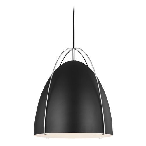 Norman LED Pendant in Black & Chrome by Visual Comfort Studio
