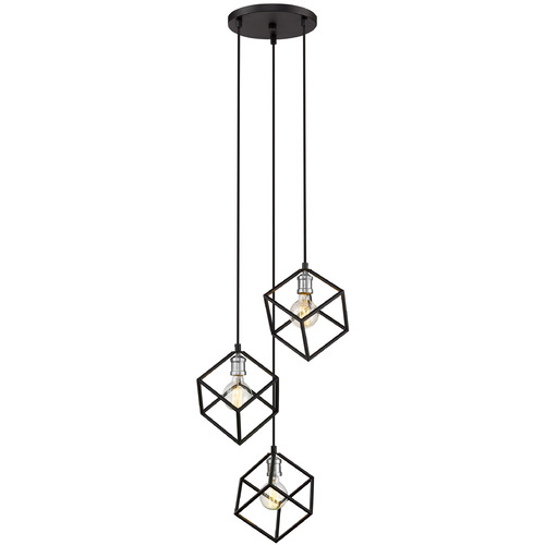 Z-Lite Vertical Matte Black & Brushed Nickel Multi-Light Pendant by Z-Lite 478-3MB-BN