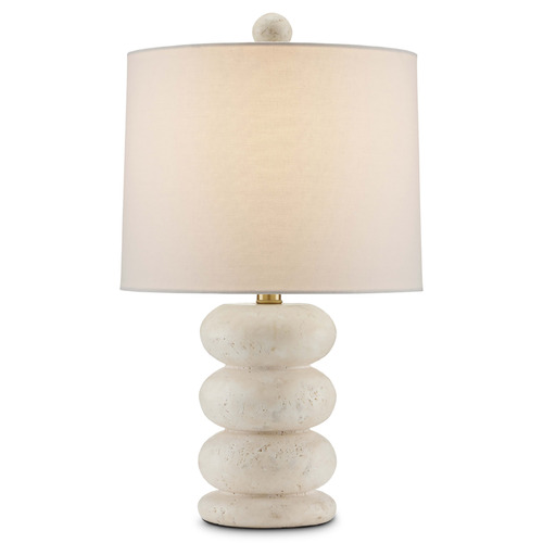 Currey and Company Lighting Currey and Company Girault Beige & Antique Brass Table Lamp with Drum Shade 6000-0836