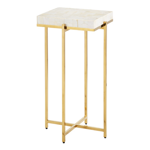 Currey and Company Casey Natural Mother Of Pearl & Brass Accent Table