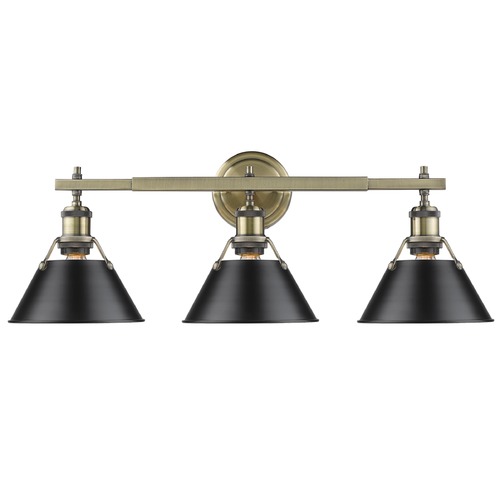 Orwell 3-Light Bathroom Light in Aged Brass by Golden Lighting