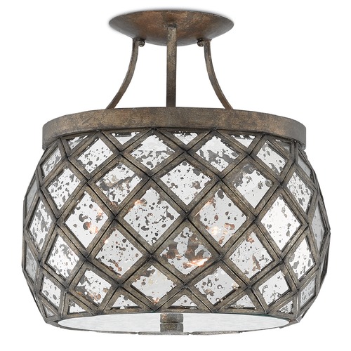 Buckminster Semi Flush in Pyrite Bronze/Raj Mirror by Currey & Company