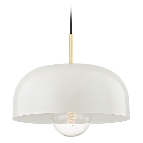 Avery Aged Brass & Cream Pendant by Mitzi by Hudson Valley