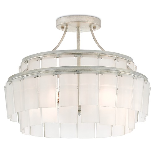 Currey and Company Lighting Vintner Semi Flush Silver Leaf/Opaque White by Currey & Company 9999-0030