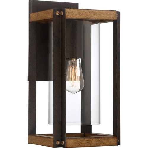 Quoizel Lighting Marion Square Rustic Black & Painted Aged Walnut Wood Outdoor Wall Light by Quoizel Lighting MSQ8409RK
