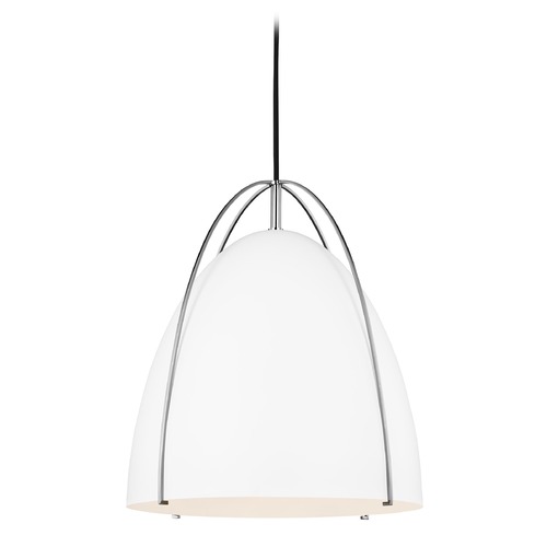 Visual Comfort Studio Collection Norman LED Pendant in Matte White & Chrome by Visual Comfort Studio 6551801EN3-05