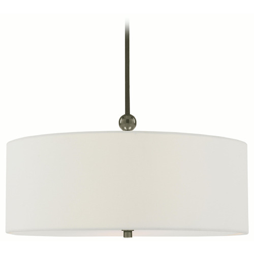 Visual Comfort Signature Collection Reed Antique Nickel Pendant Light with Drum Shade