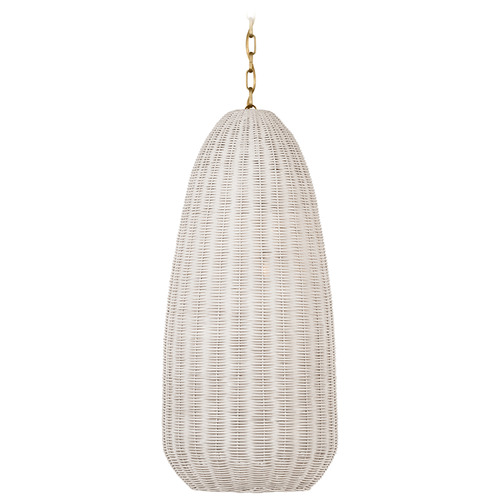 Kokomo Antique Brass Chalk Wicker Pendant