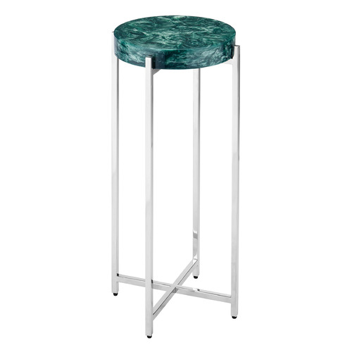 Currey and Company Rina Teal & Polished Nickel Accent Table