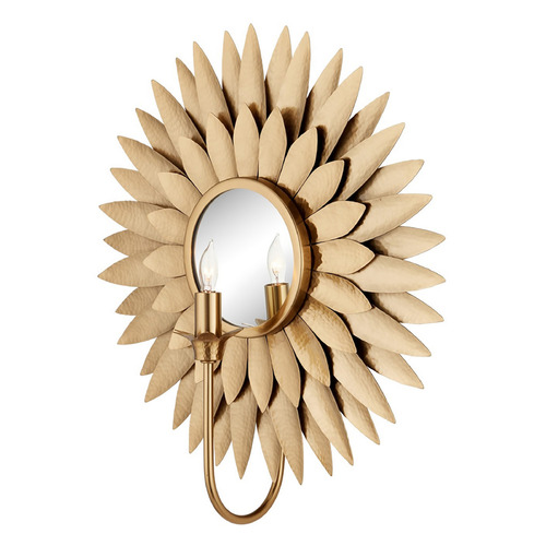 Currey and Company Plumage Antique Brass / Mirror Sconce