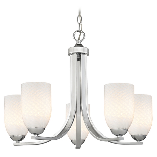 Design Classics Lighting Dalton 5-Light Chandelier in Chrome with Scalloped Dome Glass 584-26 GL1020D