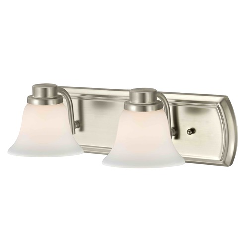 Design Classics Lighting 2-Light Vanity Light in Satin Nickel with White Bell Glass 1202-09 GL1032-WH