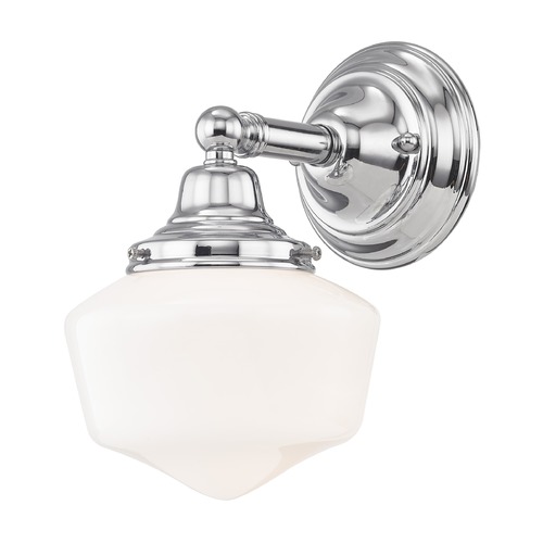 Design Classics Lighting Schoolhouse Sconce Chrome White Opal Glass 1 Light 6 Inch Width WC1-26 GF6