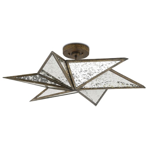 Currey and Company Lighting Stargazer Semi Flush in Pyrite Bronze/Raj Mirror by Currey & Company 9999-0031