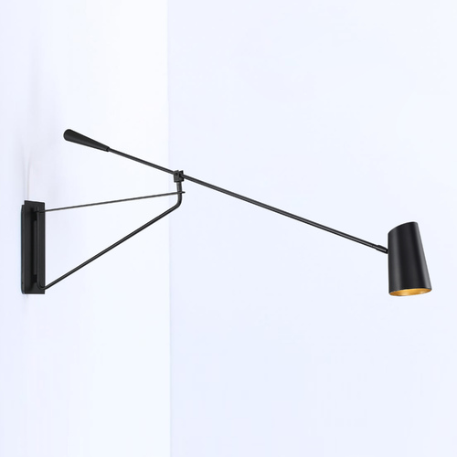 Modern Forms by WAC Lighting Stylus Black & Gold LED Swing Arm Lamp by Modern Forms BL-24959-BK/GO