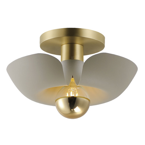 Maxim Lighting Poppy Storm Grey & Satin Brass LED Flush Mount by Maxim Lighting 11390SGSBR