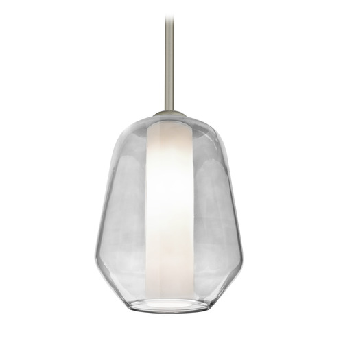 Besa Lighting Link Satin Nickel Mini-Pendant Light with Bowl / Dome Shade