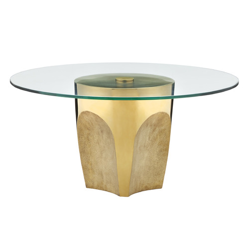 Currey and Company Lemy Polished Brass & Clear Coffee & End Table