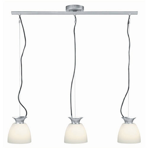 Lite Source Lighting Modern Multi-Light Pendant with White Glass in Polished Steel Finish LS-14423PS/FRO