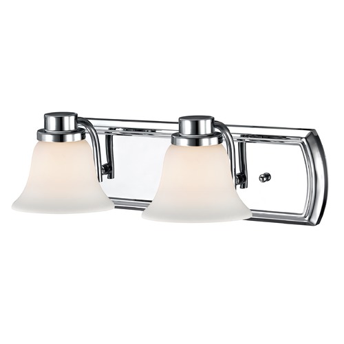 Design Classics Lighting 2-Light Bathroom Light in Chrome with White Bell Glass 1202-26 GL1032-WH