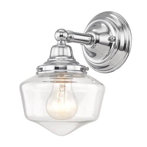 Design Classics Lighting Clear Glass Schoolhouse Sconce Chrome 1 Light 6 Inch Width WC1-26 GF6-CL