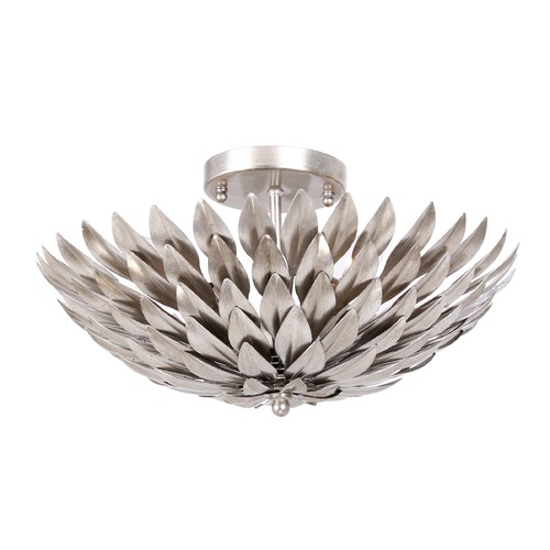 Crystorama Lighting Broche Antique Silver Semi-Flushmount Light