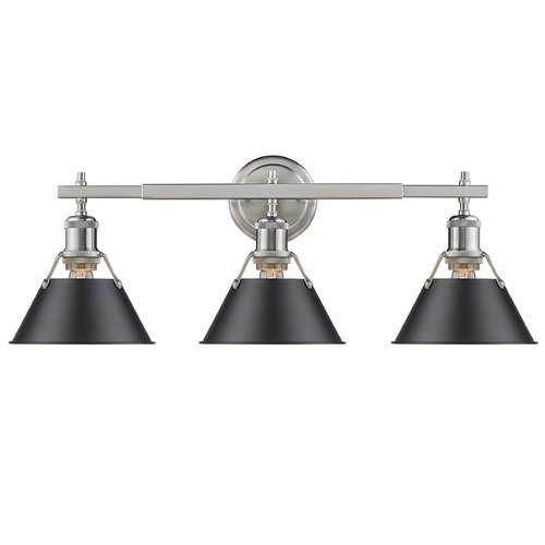 Golden Lighting Orwell 27.25-Inch Bath Light in Pewter & Black by Golden Lighting 3306-BA3 PW-BLK