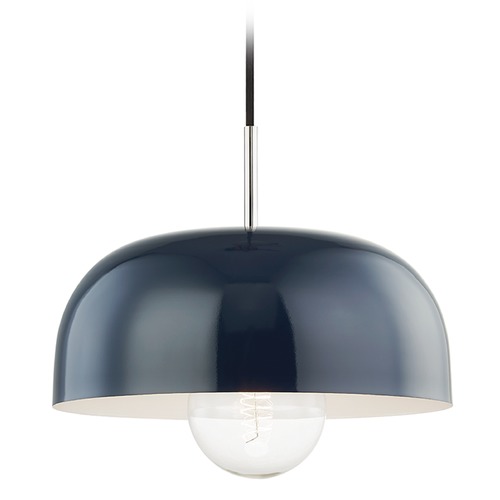 Mitzi by Hudson Valley Avery Polished Nickel & Navy Pendant by Mitzi by Hudson Valley H199701L-PN/NVY