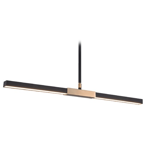 Matteo Lighting Lineare Matte Black & Aged Gold LED Island Light by Matteo Lighting C64728MBAG