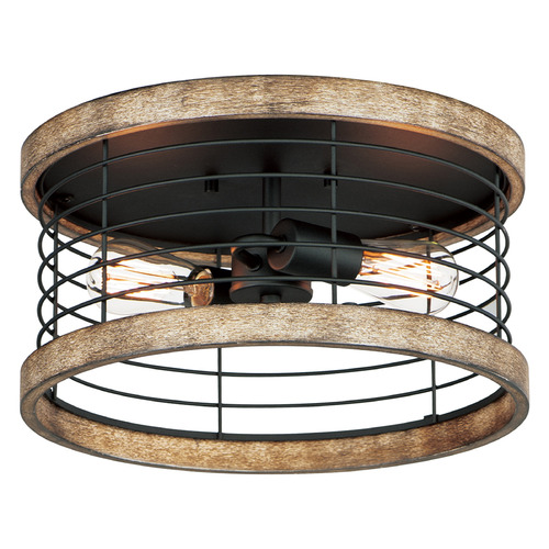 Maxim Lighting Homestead Driftwood & Black Flushmount Light