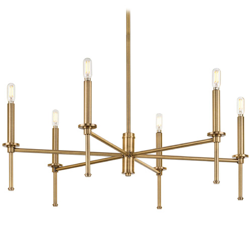 Progress Lighting Elara 4-Light Vintage Brass Chandelier