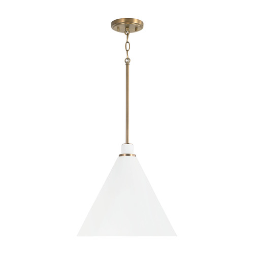 HomePlace by Capital Lighting Bradley 15-Inch Pendant in Aged Brass & White by Capital Lighting 350112AW