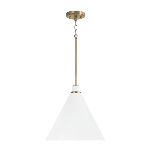 Bradley 15-Inch Pendant in Aged Brass & White by Capital Lighting