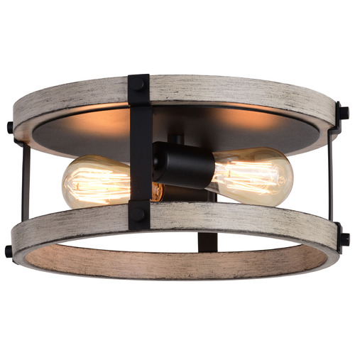 Vaxcel Lighting Danvers Textured Black & Weathered Gray Flushmount Light