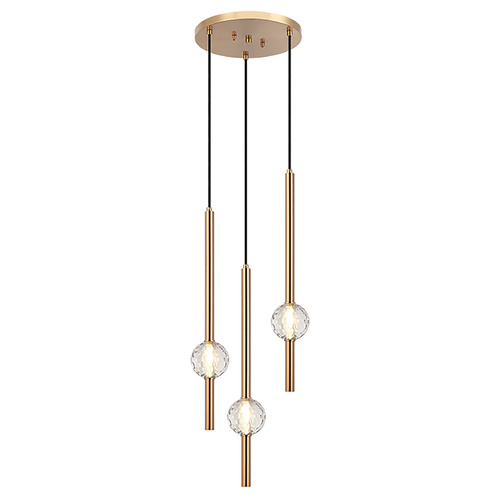 Matteo Lighting Matteo Lighting Windchimer Aged Gold Brass LED Multi-Light Pendant with Globe Shade C68903AG