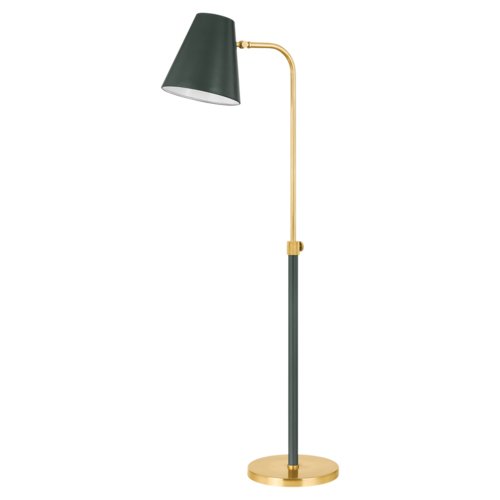 Georgann Floor Lamp in Brass & Studio Green by Mitzi by Hudson Valley
