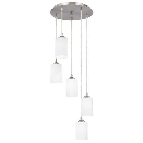 Modern Multi-Light Pendant Light with White Glass and 5-Lights