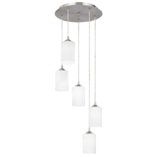 Design Classics Lighting Modern Multi-Light Pendant Light with White Glass and 5-Lights 580-09 GL1028C