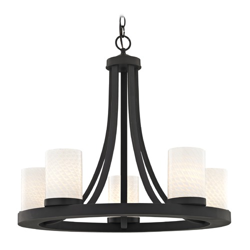 Bronze Chandelier with White Art Glass 5-Light