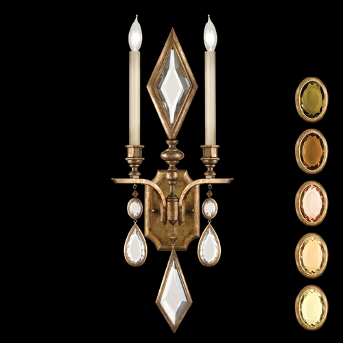 Fine Art Lamps Encased Gems Gold Leaf Sconce