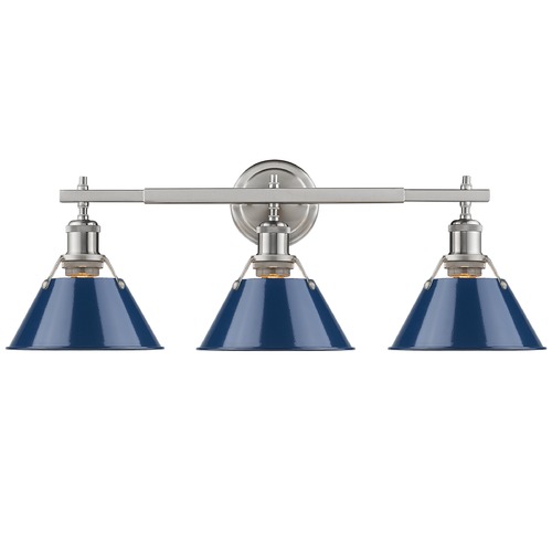 Orwell 27.25-Inch Bath Light in Pewter & Navy Blue by Golden Lighting