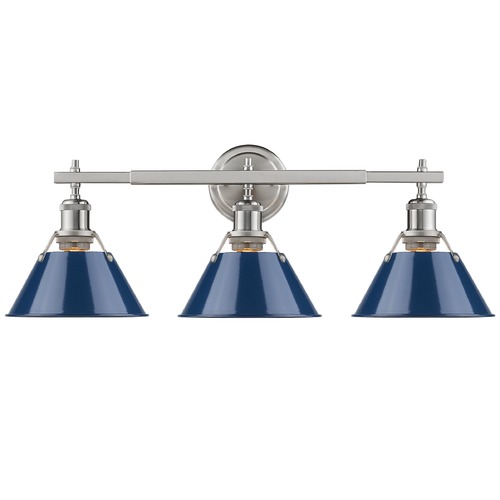 Golden Lighting Orwell 27.25-Inch Bath Light in Pewter & Navy Blue by Golden Lighting 3306-BA3 PW-NVY