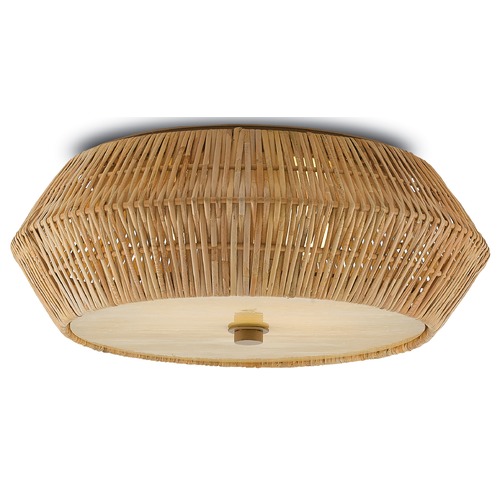 Currey and Company Lighting Antibes Flush Mount in Natural Rattan/Honey Beige by Currey & Company 9999-0033