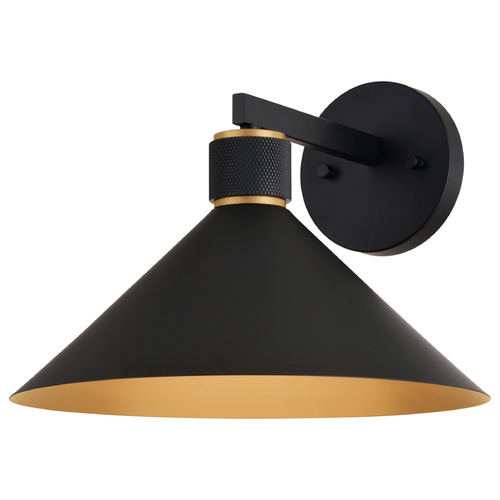 Vaxcel Lighting Dunbar Matte Black & Gold Outdoor Wall Light