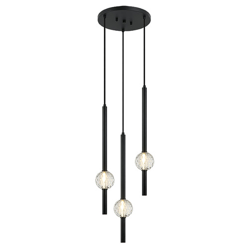 Matteo Lighting Matteo Lighting Windchimer Matte Black LED Multi-Light Pendant with Globe Shade C68903MB