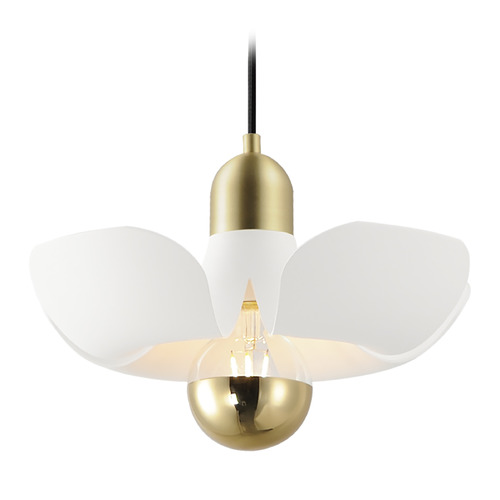 Poppy White & Satin Brass LED Pendant by Maxim Lighting